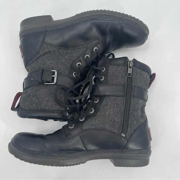 UGG Boots Size 7 Kesey Waterproof Leather Lace Up Zip Winter Buckle Wool Outdoor - Picture 4 of 13